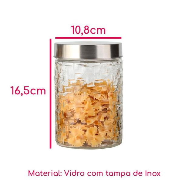 Imagem de Conjunto 2 Potes Vidro Rattan 1200ml Class Home