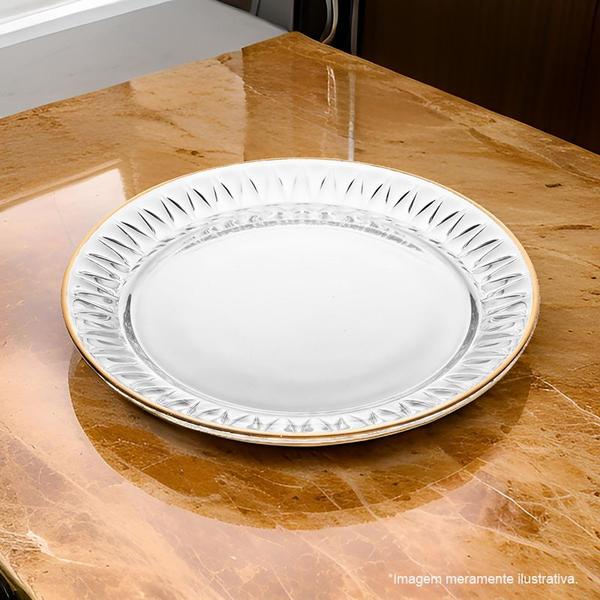 Imagem de Conjunto 2 Pratos Sobremesa de Cristal com Fio de Ouro Radial 20cm 220379 - Lyor