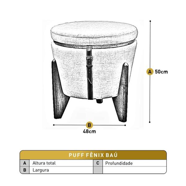 Imagem de Conjunto - 2 Puffs Banqueta Fênix Baú Mesa Castellar Móbile