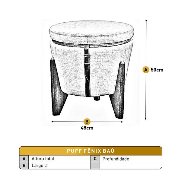 Imagem de Conjunto 2 Puffs Baú Fênix Mesa Castellar Móbile