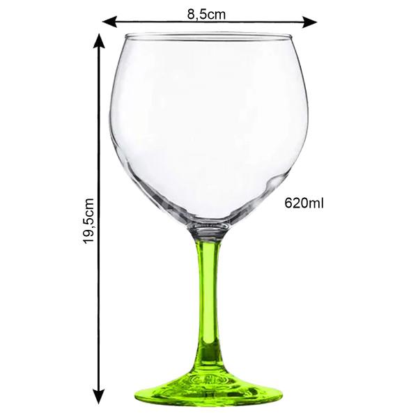 Conjunto 2 Taças Gin Coquetel Vinho Cerveja Pé Verde 620ml - Globimport Imagem de Conjunto 2 Taças Gin Coquetel Vinho Cerveja Pé Verde 620ml