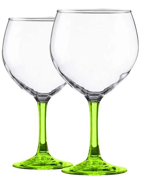 Conjunto 2 Taças Gin Coquetel Vinho Cerveja Pé Verde 620ml - Globimport Imagem de Conjunto 2 Taças Gin Coquetel Vinho Cerveja Pé Verde 620ml