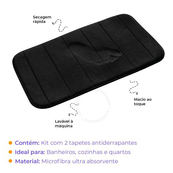 Imagem de Conjunto 2 Tapetes Microfibra Soft 40x60cm para Banheiro