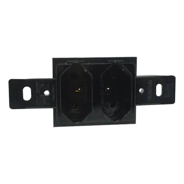 Imagem de Conjunto 2 Tomadas 2P+T 10A 250V Sem Placa Preto Padrao