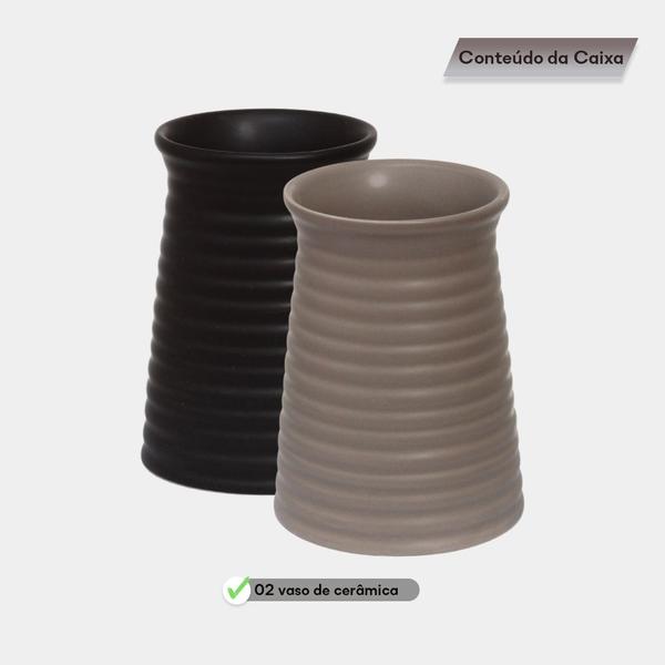 Imagem de Conjunto 2 Vaso Cerâmica Cachepot Mesa Sala Quintal Plantas