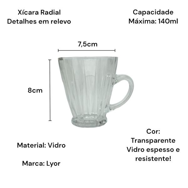 Imagem de Conjunto 2 Xícaras para Café Relevos Radial 140ml Lyor