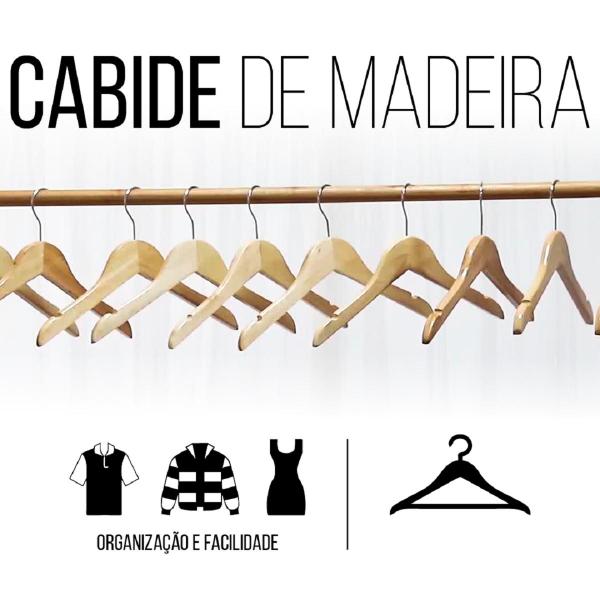 Imagem de Conjunto 20 cabides de Madeira Para Camisas Calças Adulto