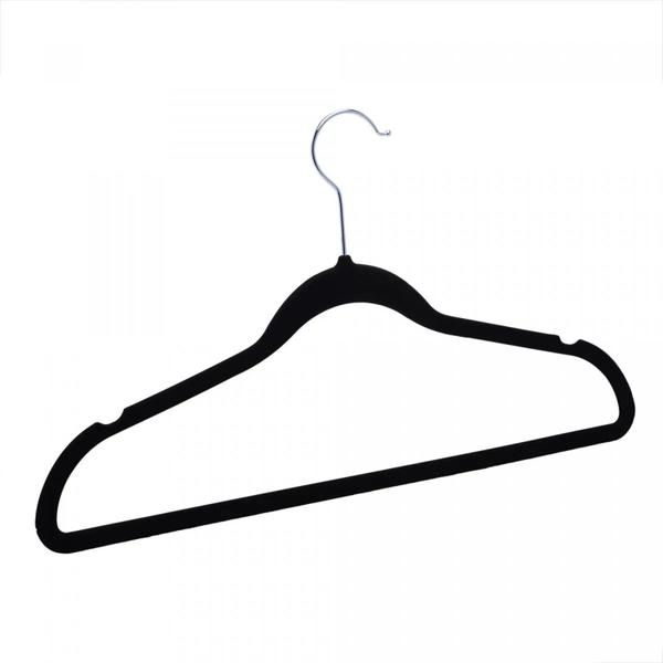 Conjunto 20 Cabides de Plástico Aveludado Preto - Lyor Imagem de Conjunto 20 Cabides de Plástico Aveludado Preto - Lyor