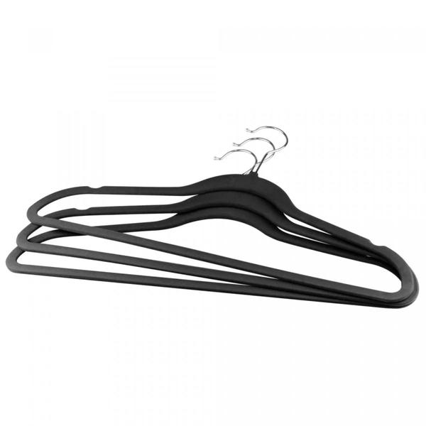 Conjunto 20 Cabides de Plástico Aveludado Preto - Lyor Imagem de Conjunto 20 Cabides de Plástico Aveludado Preto - Lyor