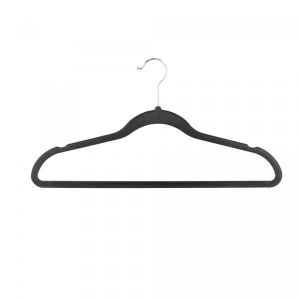 Conjunto 20 Cabides de Plástico Aveludado Preto - Lyor Imagem de Conjunto 20 Cabides de Plástico Aveludado Preto - Lyor