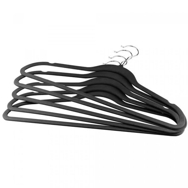 Conjunto 20 Cabides de Plástico Aveludado Preto - Lyor Imagem de Conjunto 20 Cabides de Plástico Aveludado Preto - Lyor