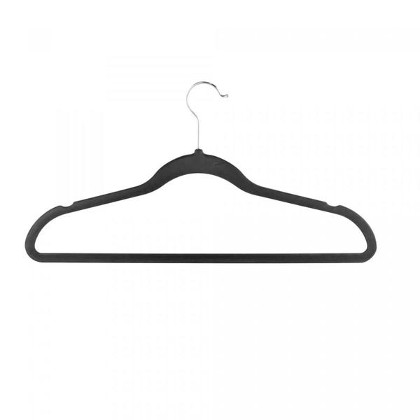 Conjunto 20 Cabides de Plástico Aveludado Preto - Lyor Imagem de Conjunto 20 Cabides de Plástico Aveludado Preto - Lyor