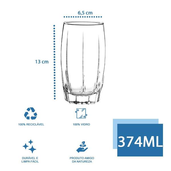 Imagem de Conjunto 24 Copo Vidro Transparente 374ML Amadeus Long Drink