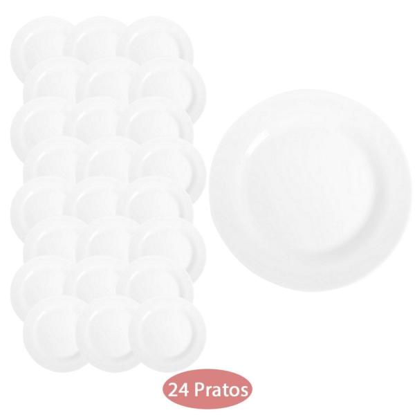 Imagem de Conjunto 24 Pratos Opaline Menu Raso 24cm Refeição Duralex