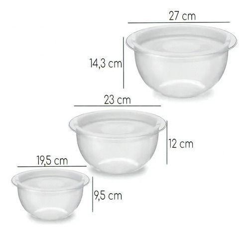 Conjunto 3 Bowl Grande Saladeiro com tampa Tigela Hermetico Acrilico - Injeplastec Imagem de Conjunto 3 Bowl Grande Saladeiro com tampa Tigela Hermetico Acrilico