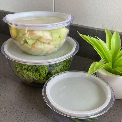 Conjunto 3 Bowl Grande Saladeiro com tampa Tigela Hermetico Acrilico - Injeplastec Imagem de Conjunto 3 Bowl Grande Saladeiro com tampa Tigela Hermetico Acrilico
