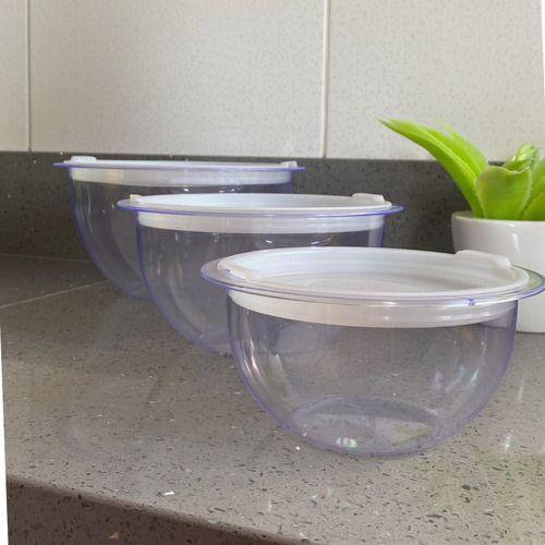 Conjunto 3 Bowl Grande Saladeiro com tampa Tigela Hermetico Acrilico - Injeplastec Imagem de Conjunto 3 Bowl Grande Saladeiro com tampa Tigela Hermetico Acrilico