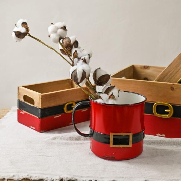 Imagem de Conjunto 3 cachepots madeira cinto papai noel vermelho e preto