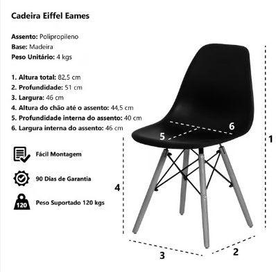 Imagem de Conjunto 3 Cadeiras Charles Eames Eiffel Concha Fixa - Branca