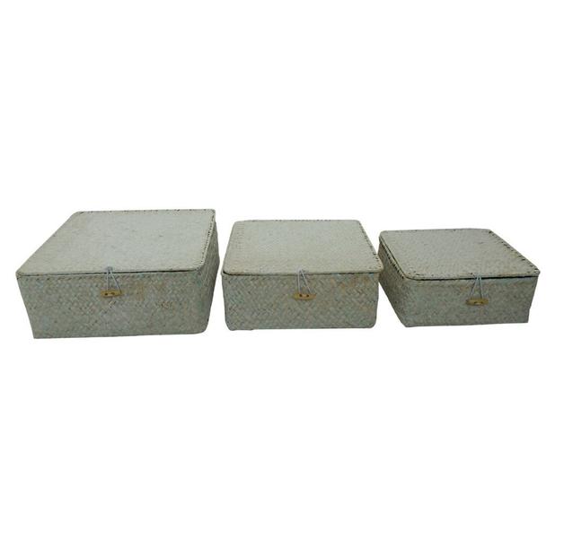 Conjunto 3 Cestos de Palha Branco TZ0028 BTC Imagem de Conjunto 3 Cestos de Palha Branco TZ0028 BTC