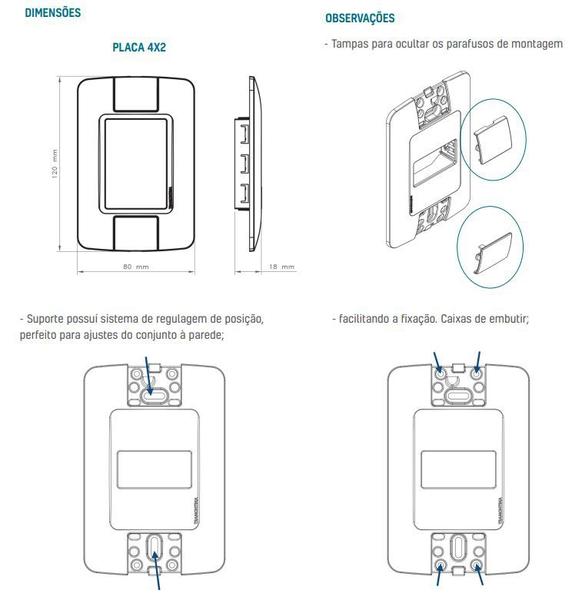 Imagem de Conjunto 3 interruptores simples tramontina aria com placa