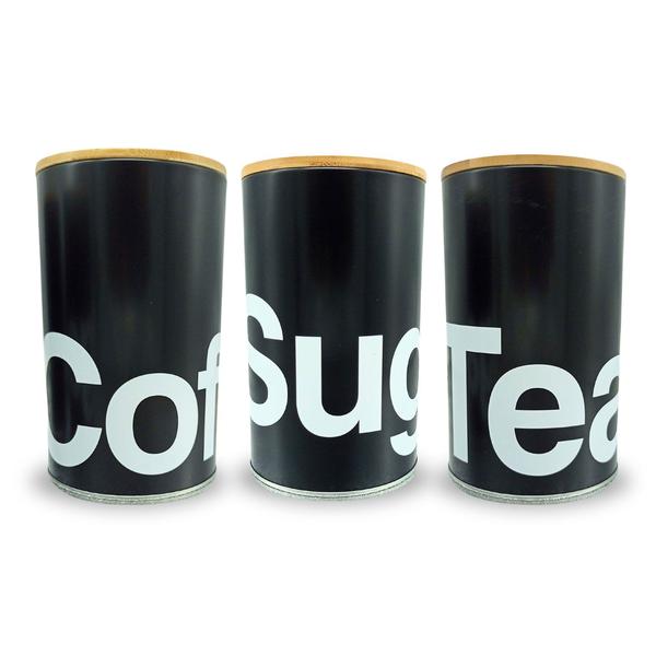 Conjunto 3 Latas Herméticas Tampa De Bambu Multiuso - Preto - Facilite.ud Imagem de Conjunto 3 Latas Herméticas Tampa De Bambu Multiuso - Preto