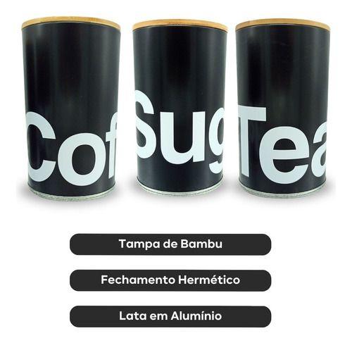 Conjunto 3 Latas Herméticas Tampa De Bambu Multiuso - Preto - Facilite.ud Imagem de Conjunto 3 Latas Herméticas Tampa De Bambu Multiuso - Preto