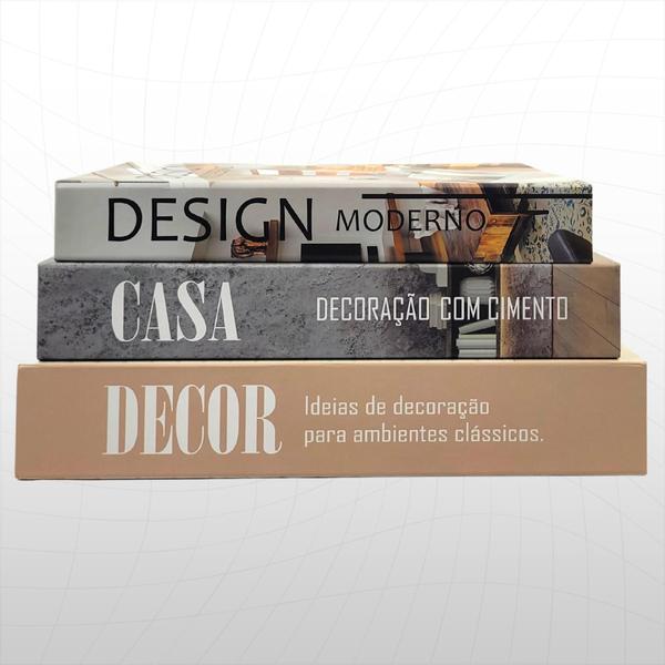 Imagem de Conjunto 3 Livros Falsos Decorativos Porta Objetos Fake DECOR