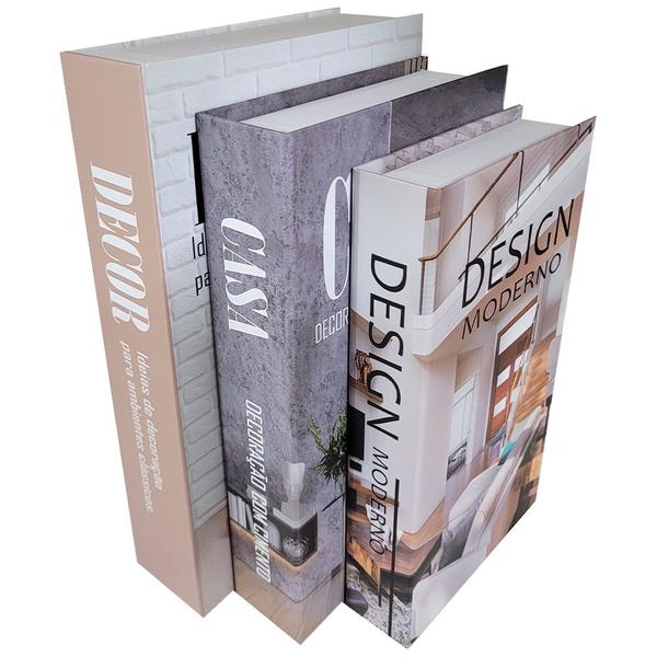 Imagem de Conjunto 3 Livros Falsos Decorativos Porta Objetos Fake