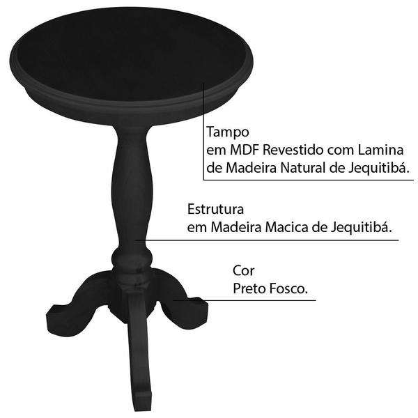 Imagem de Conjunto 3 Mesas de Apoio Lateral Redonda Madeira Maciça Jovi Preto Fosco G36 - Gran Belo