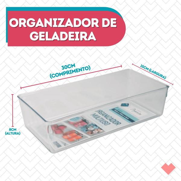 Imagem de Conjunto 3 Organizadores Geladeira Porta Alimentos Transparente