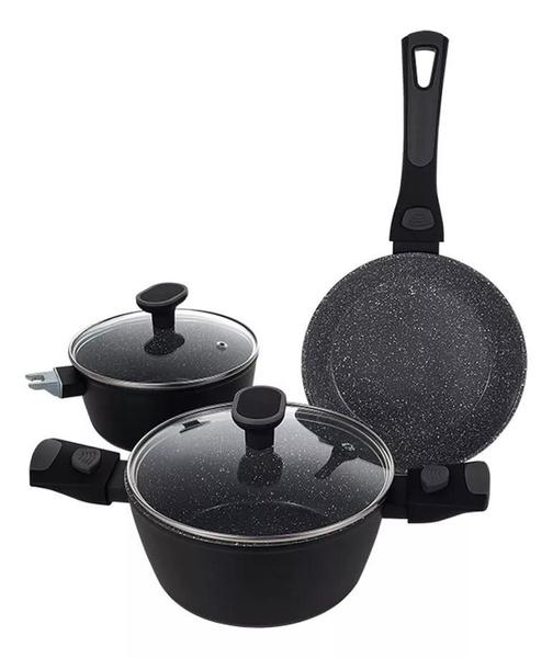 Imagem de Conjunto 3 Panelas In Versat Cook Black Indução Fundo Triplo