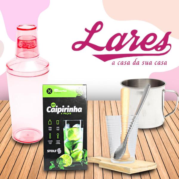 Imagem de Conjunto 3 peças com Kit Caipirinha Caneca Inox e Agitador