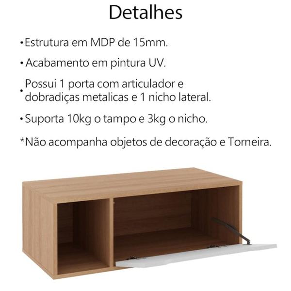 Imagem de Conjunto 3 Peças Para Banheiro BN3600X43X44 Amendoa Branco Tecno Mobili