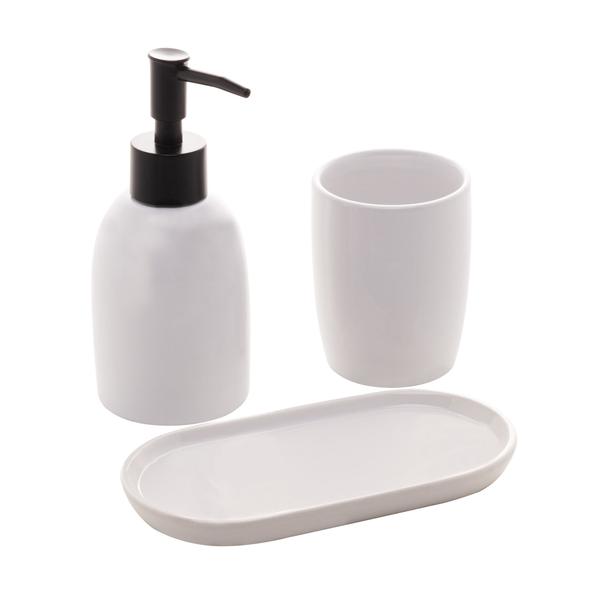 Imagem de Conjunto 3 Peças Para Banheiro De Cerâmica Branco E Preto