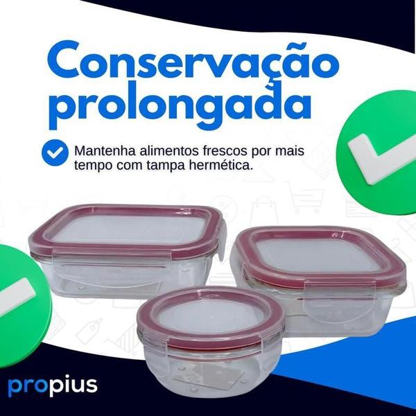 Imagem de Conjunto 3 Potes 150Ml 170Ml 250Ml Funcional Retangular