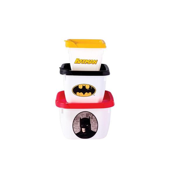 Imagem de Conjunto 3 Potes Batman Infantil Lanche Fruta Plasútil