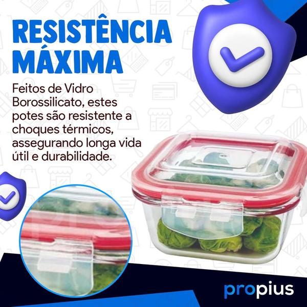 Imagem de Conjunto 3 Potes De Vidro Com Tampa Hermetica 170ml Presente Conserva Colocar BPA Alimentos Resistente Fitness