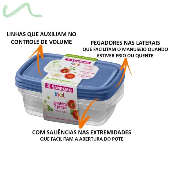 Imagem de Conjunto 3 Potes Herméticos Mantimento Freezer Sanremo 785ml