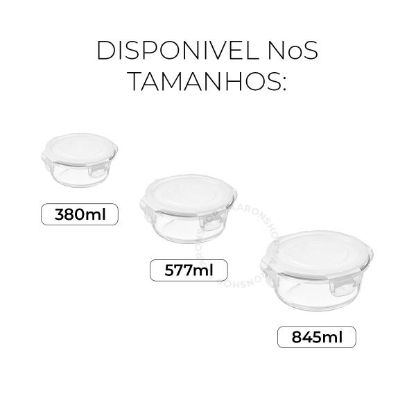 Imagem de Conjunto 3 Potes Herméticos Vidro Multiuso - 380ml a 845ml