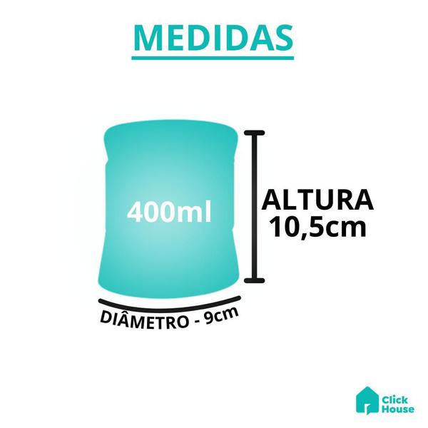 Imagem de Conjunto 3 Potes Porta Mantimentos Hermético Will Vidro E Inox 400ml