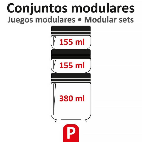 Imagem de Conjunto 3 Potes Porta Tempero Condimento Gire e Trave Preto 9099 - Plasútil