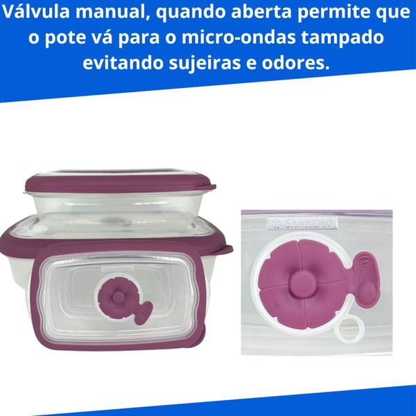 Imagem de Conjunto 3 Potes Retangulares Sanremo Marmita Micro ondas Roxo