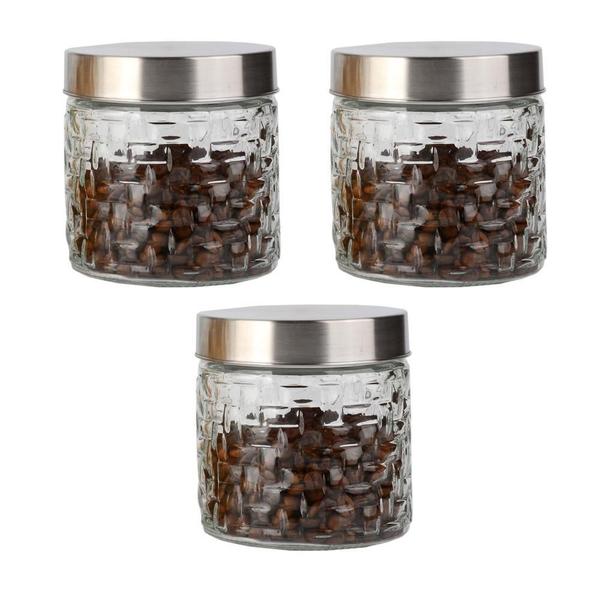 Imagem de Conjunto 3 Potes Vidro Rattan 800ml - Class Home