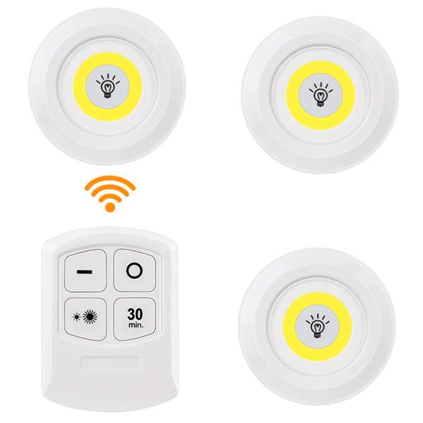 Imagem de Conjunto 3 Spots Led Luminária Sem Fio + Controle Remoto