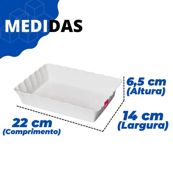 Imagem de Conjunto 3 Travessas Canelatta Luxo Para Servir 23x14 Cor Branco