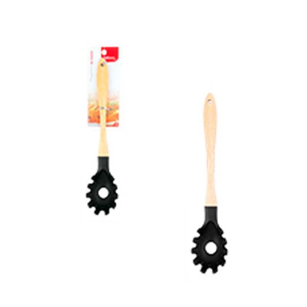 Imagem de Conjunto 3 Utensílios De Cozinha Silicone  Cabo Madeira Preto