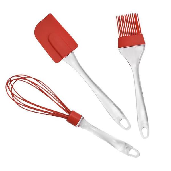 Imagem de Conjunto 3 Utensílios Silicone Acrílico Colher Batedor