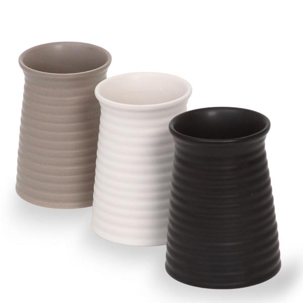 Imagem de Conjunto 3 Vasos Em Cerâmica Cachepot Branco Preto Cinza