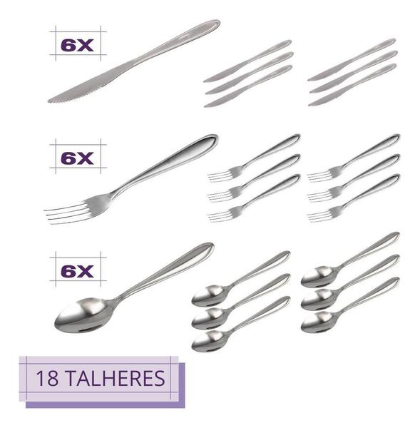 Imagem de Conjunto 36 Talheres Inox Garfo Colher Faca Linha Star